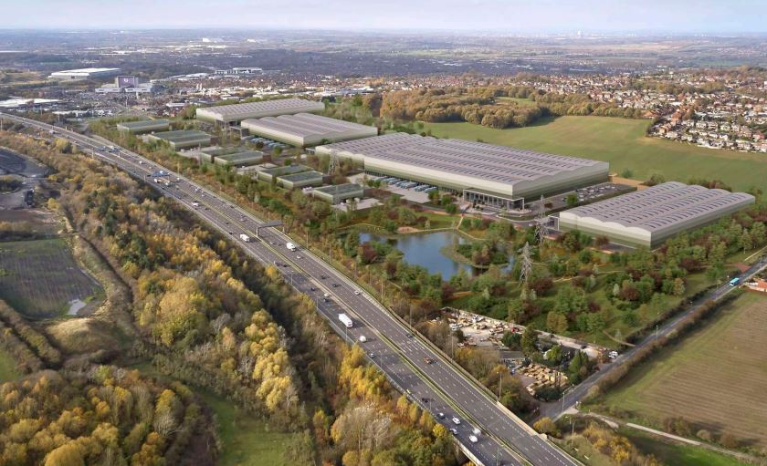 Image of proposed development next to M62